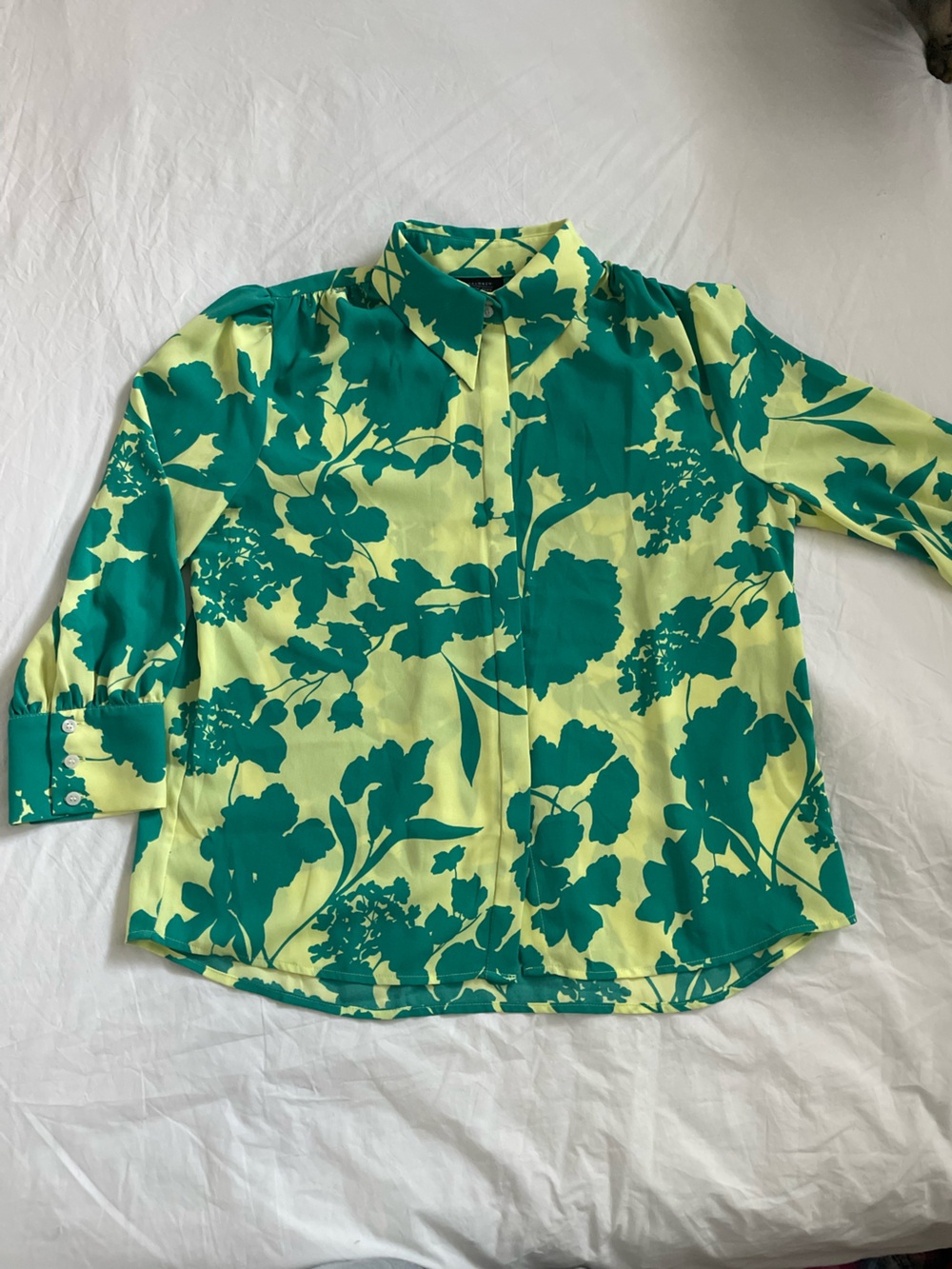 Halogen Green and Teal Floral Button-Down Shirt